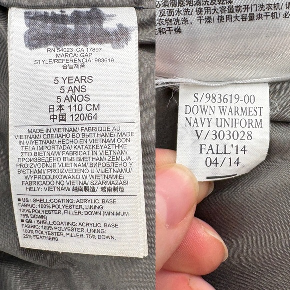 GAP | Boy's Warmest Down Puffer Jacket in Navy | Sz 5Y - Picture 8 of 9